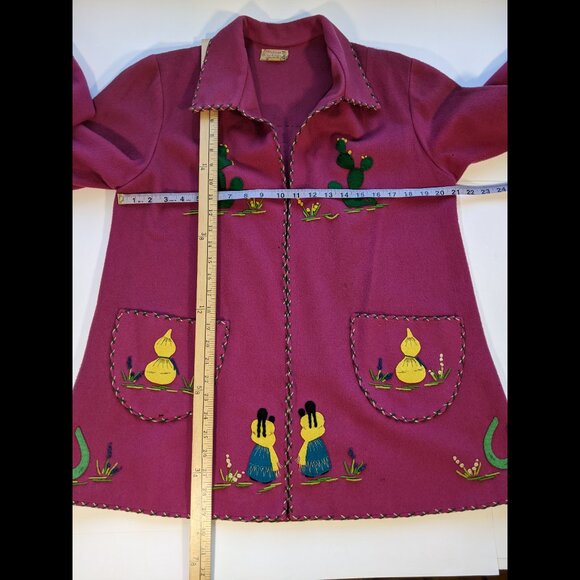 La Mexicana 50’s Vintage Wool Mexico Tourist Jacket Felt Applique Dancers READ - Picture 16 of 16